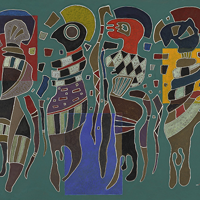 نقاشی 4 پیکر در 3 مربع اثر کاندینسکی